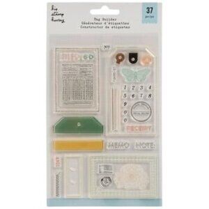 Vintage Tag Builder Clear Stamps 37pc American Crafts Journaling Scrapbooking
